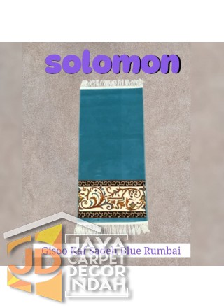 Sajadah Imam  Solomon  motif Gisoo Kaf Sadeh Blue Rumbai ukuran 60 x 120 cm & 60 x 150 cm